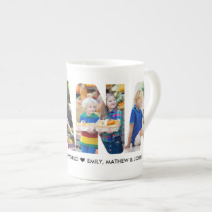 Caneca De Porcelana NANA Foto Collage - Letra Cutout Personalizada