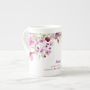 Caneca De Porcelana Nana Rosa e Roxo