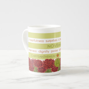 Caneca De Porcelana Nascimento Flor e Gem Stripe Mug Novembro Osso Chi