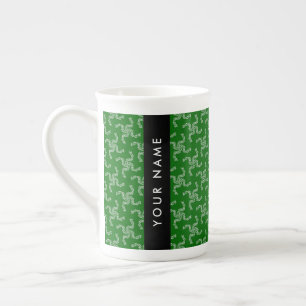 Caneca De Porcelana Natal Garland, Verde, Seu nome, Personalize