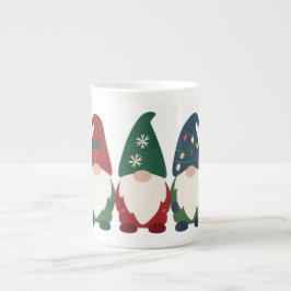 Caneca De Porcelana "Natal Gnomo Trio - Férias Festivas