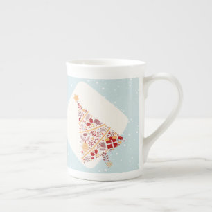 Caneca De Porcelana Natal neutro de inverno azul Feriado Natal