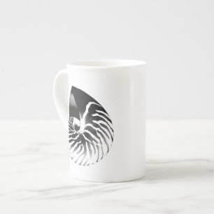 Caneca De Porcelana Nautilus shell - preto, cinza e branco
