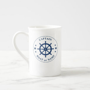 Caneca De Porcelana Navios Náuticos Estrelas de Helm de Roda Marinho 