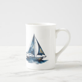 Caneca De Porcelana Navy and Gold Nautical Boat Gold Frame Wedding