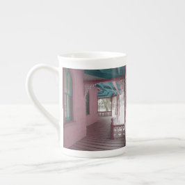 Caneca De Porcelana Neve de inverno em varanda cor-de-rosa - Vineyard