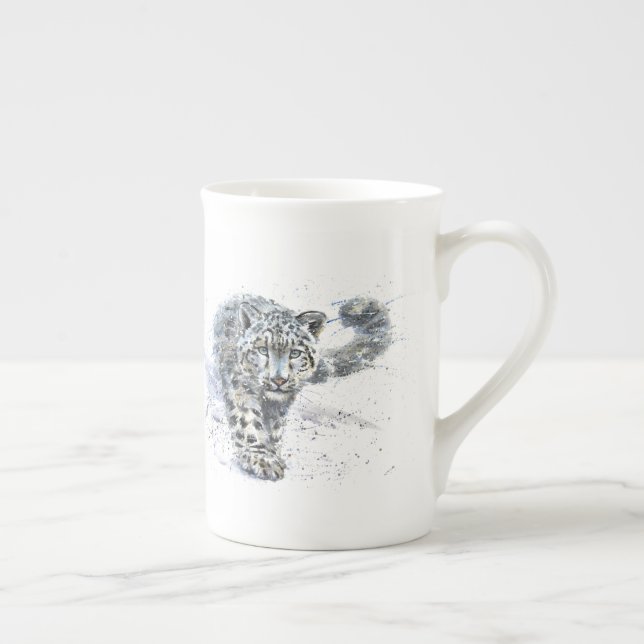 Caneca De Porcelana Neve Leopardo Watercolor (Direita)