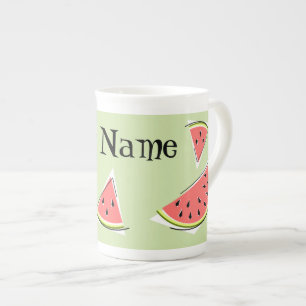 Caneca De Porcelana Nome das Peças Verdes da Melancia
