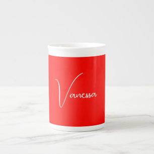Caneca De Porcelana Nome de caligrafia clássica profissional vermelho