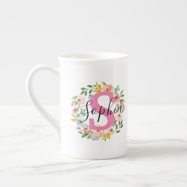Caneca De Porcelana Nome De Frota Floral Mug Dosagem Personalizada Ini (Esquerda)