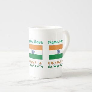 Caneca De Porcelana Nome Personalizado da Bandeira da Índia