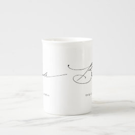 Caneca De Porcelana Nome Personalizado de Casamento de Script Elegante
