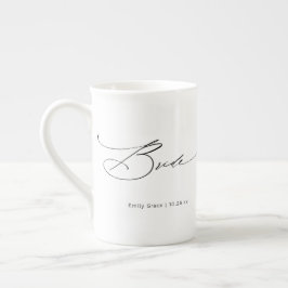 Caneca De Porcelana Nome Personalizado de Casamento de Script Elegante