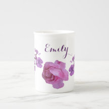 Nome personalizável Emily rosa rosa rosa roxo flor