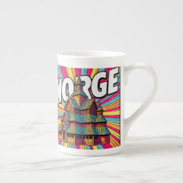 Caneca De Porcelana Norge Norway Stave Church Oslo Pop Art Coffee Mug