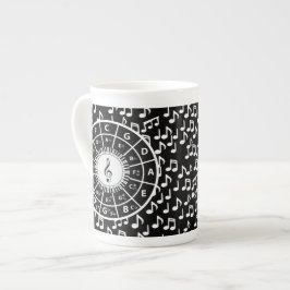 Caneca De Porcelana Notas de música e círculo de quinze