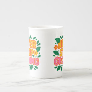Caneca De Porcelana Nunca Pare De Crescer Mug - Motivação Retroativa F