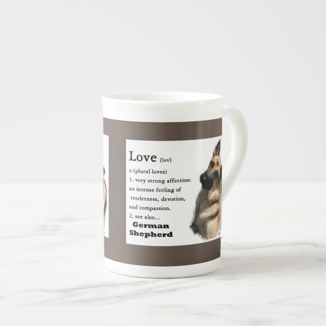 Caneca De Porcelana O Amor É Presente De German shepherd (Frente Esquerda)