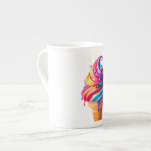 Caneca De Porcelana O clássico vibrante cone de sorvete da SlipperyJoe