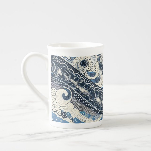 Caneca De Porcelana O Estúdio Caseiro Indigo Bloom (Esquerda)