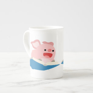 Caneca De Porcelana O Livro Voador e o Cartoon Pig Bone China Mug