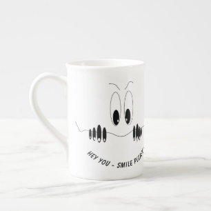 Caneca De Porcelana Olhos Curiosity Engraçados - Sorria - Adicione Se