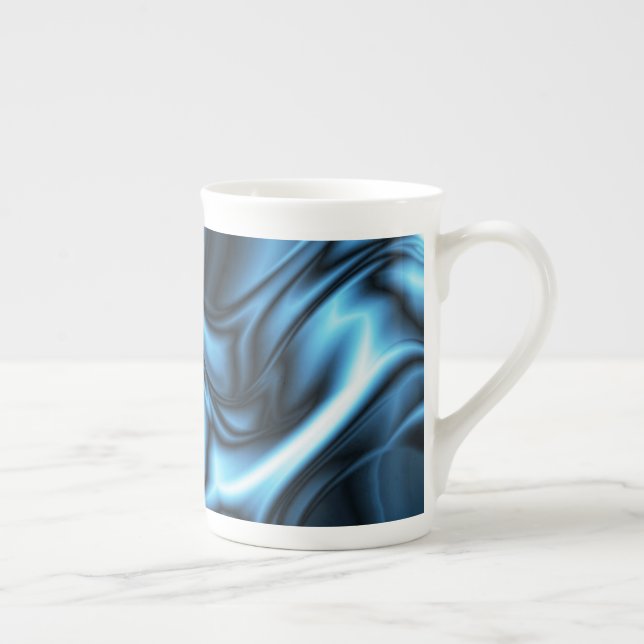 Caneca De Porcelana Onda de Seda Azul (Direita)