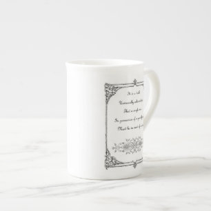 Caneca De Porcelana Orgulho de Jane Austen e linha citações do