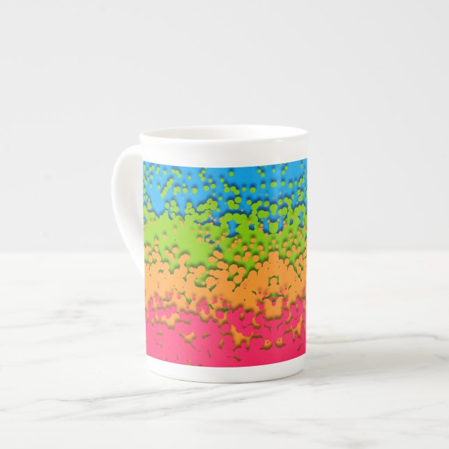 Caneca De Porcelana Orgulhoso Panromântico Groovy Retro Bubbly Trippy  (Frente Esquerda)