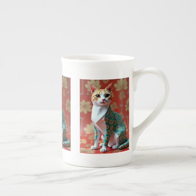 Caneca De Porcelana Origami Paper Cat (Direita)