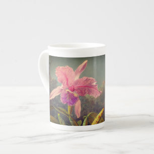 Caneca De Porcelana Orquídea de Cattleya e três beija-flores