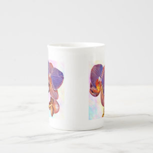 Caneca De Porcelana orquídea violeta e âmbar