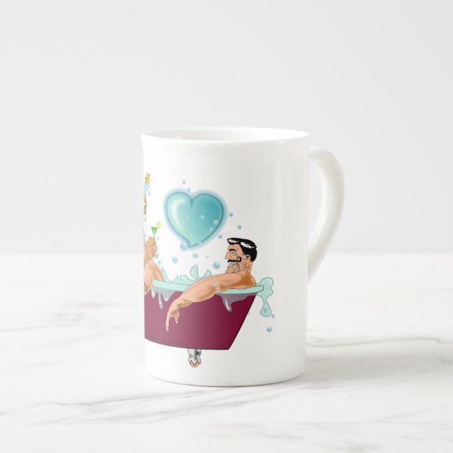 Caneca De Porcelana Os dois gay do SlipperyJoe adoram a banheira de de (Frente Esquerda)