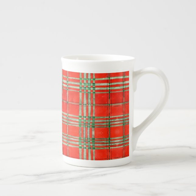 Caneca de porcelana ósea TARTÁN ROJO SCOTT (Direita)