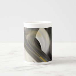 Caneca de Porcelana Óssea Arte Abstrata Preto Bran