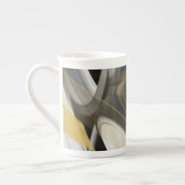Caneca de Porcelana Óssea Arte Abstrata Preto Bran