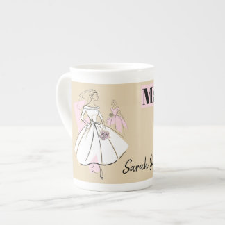 Caneca De Porcelana Osso da Madrinha de casamento neutra da moda