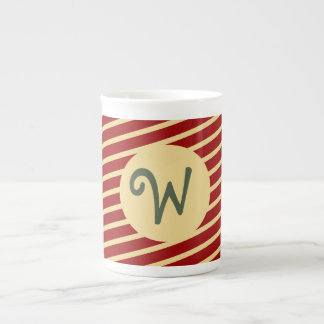 Caneca De Porcelana Ouro de Vintage Monogramas em vermelho