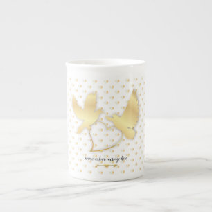 Caneca De Porcelana Ouro se move com um Ouro de coração, amor gentil
