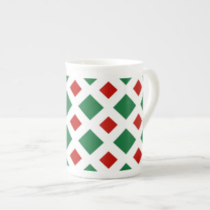 Caneca De Porcelana Ouros Verdes e Vermelhos em Branco