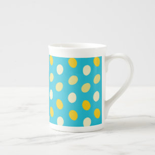 Caneca De Porcelana Ovos Coloridos Azul Branco Amarelo Pontos Ninhos d
