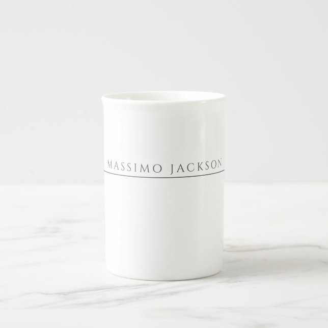 Caneca De Porcelana Own Name Calligraphy Chic Plain Simple Black White (Frente)