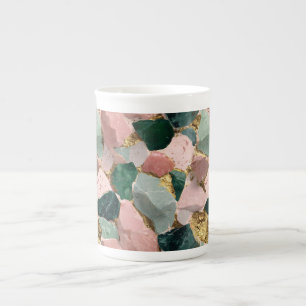Caneca De Porcelana Padrão abstrato Terrazzo com acentos Dourados