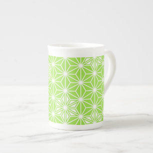 Caneca De Porcelana Padrão Asanoha japonês - verde limão leve