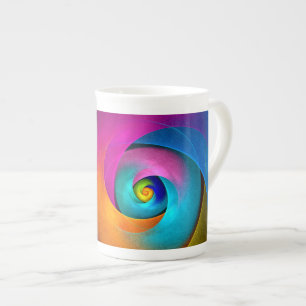 Caneca De Porcelana Padrão Azul Cor-de-rosa Abstrato Floral Moderno #1