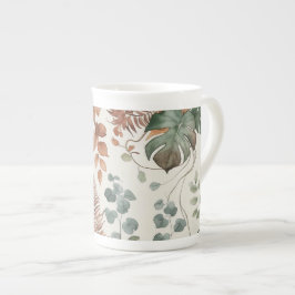 Caneca De Porcelana Padrão botânico boho contínuo Flores