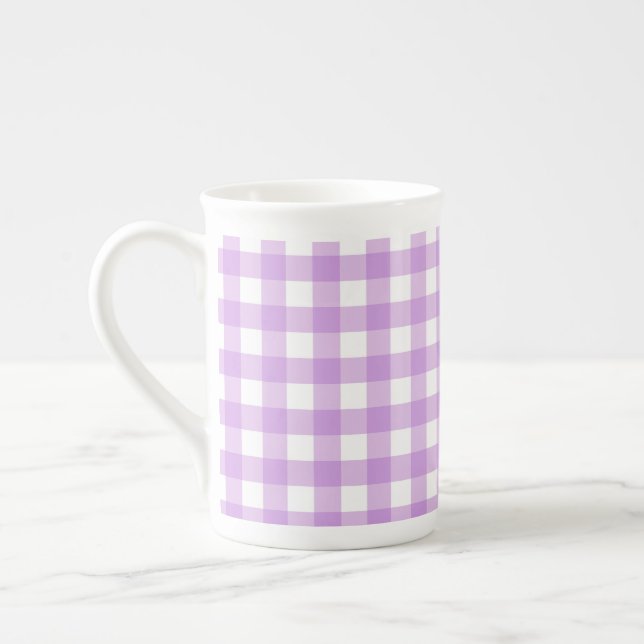 Caneca De Porcelana Padrão Clássico de Xadrez de Verificação Gingham L (Esquerda)
