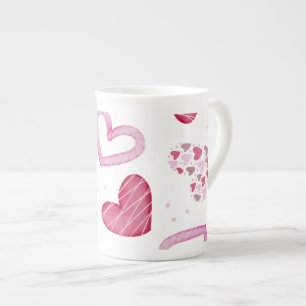 Caneca De Porcelana Padrão Corações 36