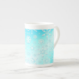 Caneca De Porcelana Padrão Crystal Snowflakes