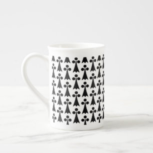 Caneca De Porcelana Padrão de Arminho, Padrão Medieval, Preto no Branc